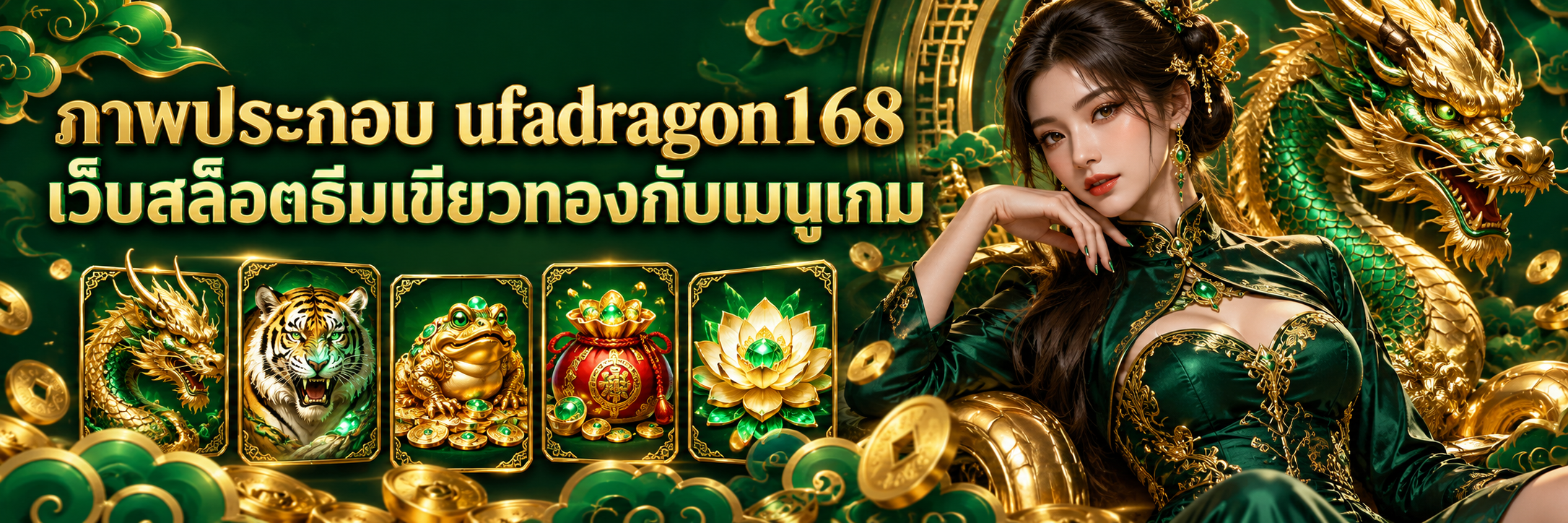 ภาพประกอบ ufadragon168 เว็บสล็อตธีมเขียวทองกับเมนูเกม